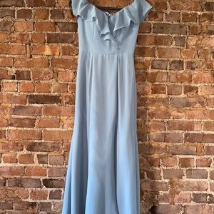 Blue bridesmaids dress, size XS/0. Hemmed, dry cleaned and ready to wear!